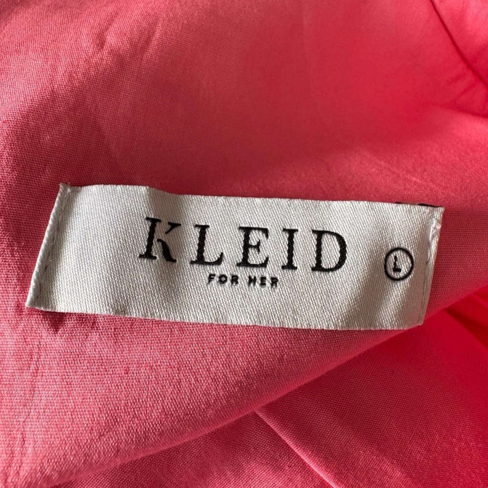 Kleid For Her Clementine Midi Dress Pink Button Down Poplin Bustier Pleated Sz L - Picture 5 of 7